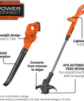 20V Max Weed Wacker Edger And Sweeper Combo With Two Batteries And Charger, Cordless Trimmer And Leaf Blower Kit, showing lightweight design