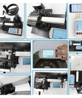 Top Shelf Portable Surface Roughness Tester With Sleek Detachable Color Display; various angles showing measurements on metal.