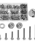 Beefy Stainless Steel 304 1/4-20 Flange Hex Bolts Kit With Nylon Insert Lock Nuts And Flat Washers In 1/2 Inch To 2 Inch Lengths For DIY Projects And Heavy Duty Equipment Fixes, assorted bolts