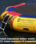 Heavy Duty Aluminum Ladder For Water Trampolines And Water Bouncers No Slip Grip Easy Entry From The Water Rust Resistant Lightweight Yet Sturdy Upgrade For Safer Boarding On Your Water Toy, on Island Hopper 13' water bouncer