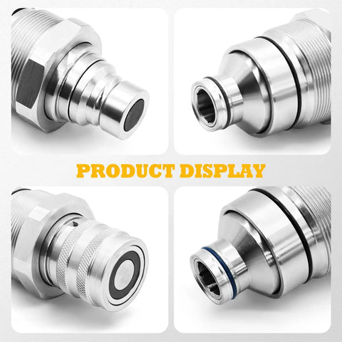 48 mm Thread Hydraulic Flat Face Quick Coupler Kit For Excavators And Skid Steer Loaders Universal Fit Direct Replacement