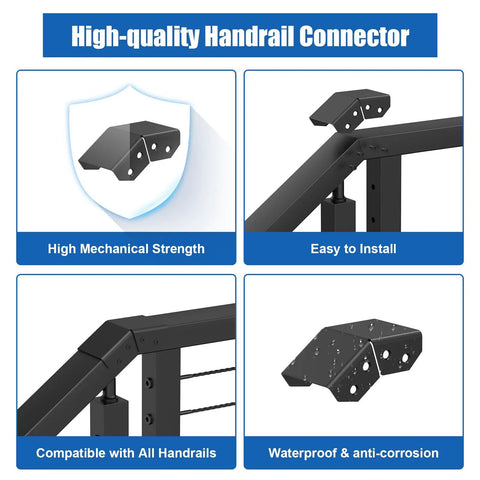 High-quality Handrail Connector Sleeve for Horizontal to Stair Upper Joint in Deck Cable Railing, Aluminum, Black, Easy Install
