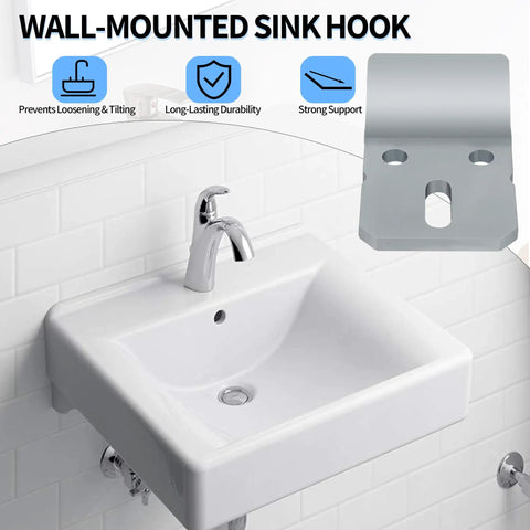 Hella Sturdy Wall Mounted Sink Bracket And Hook Kit Replacement Parts For Secure Bathroom Installation Works Smoothly With Wall Hung Basins And Urinals Two Piece Set Easy Peasy Setup Guaranteed To Hold Tight