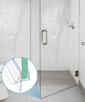 Shower door with clear shower door bottom seal with drip rail for five to six millimeter glass 36 inch long vinyl sweep inset