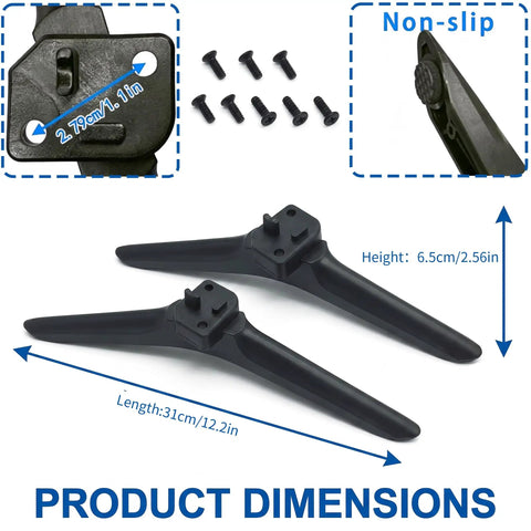 Replacement TV Legs For Hisense 32, 40, And 43 Inch Select Models, Black Tabletop Feet With Screws Kit, Durable ABS Construction