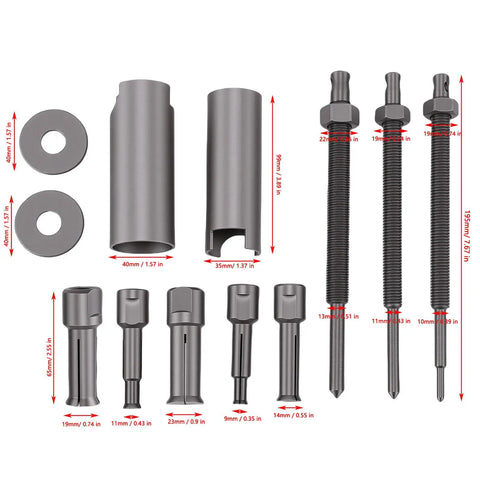 Heavy Duty Motorcycle Bearing Puller Internal Removal Tool Kit For Smooth Disassembly And Safe Protection Of Engine Shafts And During Service Jobs With Universal Fit Most Standard Wheelers Ideal For Pro Mechanic Or DIY Weekend Warrior Rides, assorted steel sizes