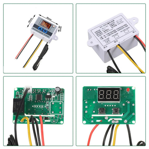 Digital LED Temperature Controller Module With Waterproof Probe, Programmable Thermostat For Heating And Cooling, Range -50C To 110C, 12V 10A 120W, 2-Pack, High Precision, Easy DIY Temperature Control For Machines And Projects