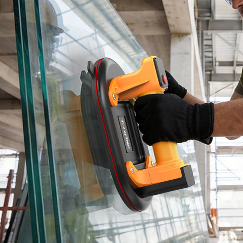 TorqTac 10 Inch Electric Vacuum Suction Cup Lifter with 662 Lbs capacity gripping glass for safe handling