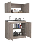 Premium Light Gray Two Piece Cabinet Set With Adjustable Modular Countertops High And Low Profiles Ample Storage For Home Or Office Spaces, featuring storage and countertop.