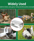 Automatic Treadle Chicken Feeder For Smart Backyard Flocks 11 Pound Capacity Rodent Block Poultry Feeding Trough with various birds.