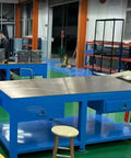 Top Notch Polished Mold Maintenance Bench with 8mm Thickened Steel Plate and Rock Solid Frame Built Tough for Serious Shop Projects Measuring 2500 by 1500 Millimeters in workshop.