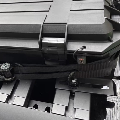 M8 Eye Bolt 4 Pack For Roof Rack And T Slot Systems Black Heavy Duty Tie Down Rings securing cargo box with strap