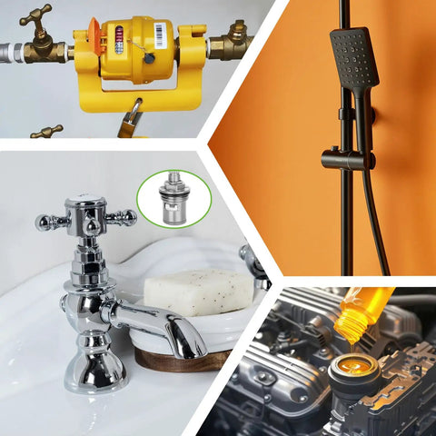 Collage of 3-In-1 Spigot Repair Washers Kit With Hose Gasket And Faucet O-Rings No More Leaks For Kitchen Faucet Outdoor Hose Bib