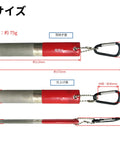 Diamond Sickle Sharpener With Carabiner For Rough Or Finishing Edge, detailed dimensions in Japanese, showing measurements and compact design.