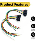 2 Pack 6 Pin Throttle Body Pigtail Connector For TPS Sensor with multi-colored wires, OEM 90980-11858 Compatible shown on white background