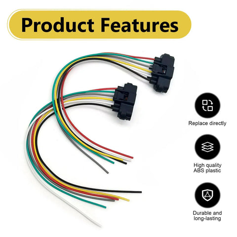 2 Pack 6 Pin Throttle Body Pigtail Connector For TPS Sensor with multi-colored wires, OEM 90980-11858 Compatible shown on white background