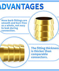 Heavy Duty Brass 90 Degree Elbow Fittings For Water Fuel And Air Systems 3/4 Inch Barb X Barb Hose Coupler With Clamps Super Quick Connect Kit brass hose barb close-up