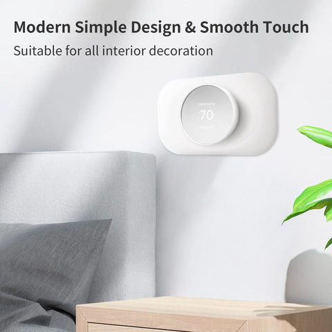 Snow Color Nest Thermostat Trim Kit For Google Nest Thermostat 2020 Easy To Install Modern Wall Plate in bedroom setting