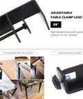 Four Piece Beefy Metal Table Legs Adjustable F Shape Desk Base With Non Slip Rubber Feet Rock Solid Steel Clamp Design Dead Simple Assembly For Diy Coffee Tables And Dining Furniture, showing 28-inch adjustable clamp legs.