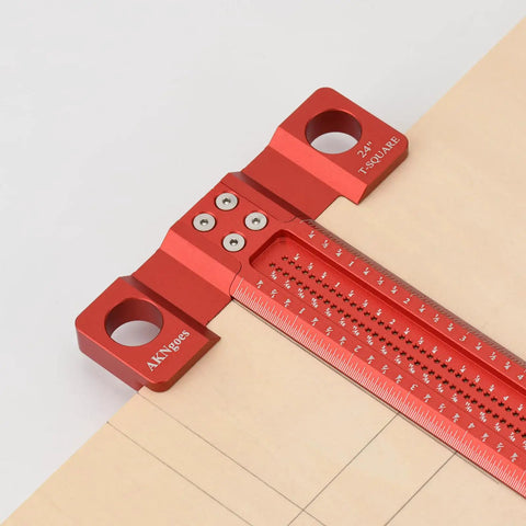 Dope T Square Ruler For Woodworking 24in Scriber With Built In Support Lips Architect Style Layout Tool in use on wood surface