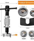 Brake Piston Wind Back Tool Set 5 Pcs For Rear Disc Brakes dimensions and components shown with knurled handle