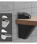 Heavy Duty Cabinet Shelf Clips Four Pack Zinc Alloy Metal Glass Clamps wall-mounted on tiled wall