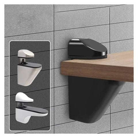 Heavy Duty Cabinet Shelf Clips Four Pack Zinc Alloy Metal Glass Clamps wall-mounted on tiled wall