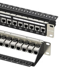 1U 24 Port Cat6A Patch Panel With Inline Keystone, Cable Management Bar, STP Shielding For Beefed Up 10Gbps Speeds