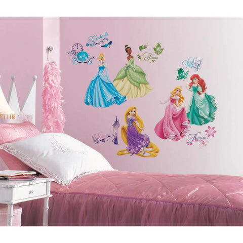 Room with Disney Princess Peel And Stick Wall Decals Set With 37 Pieces From 2.3 X 1.6 To 8 X 9.5 Inches Easy To Apply And Removable