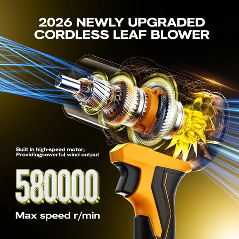 Powerful Cordless Leaf Blower With Two Batteries And Charger Lightweight Handheld Turbo Blower With internal motor view