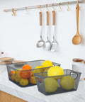 Six Pack Wire Storage Baskets Set, Durable Metal Mesh Organizers In Gray For Kitchen, Laundry, Garage, Fridge And Bath