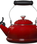 Cerise Enamel On Steel Whistling Tea Kettle, 1.7 Qt Go-To Stovetop Essential With Quick Boil, Nonreactive Finish Resists Rust And Stains