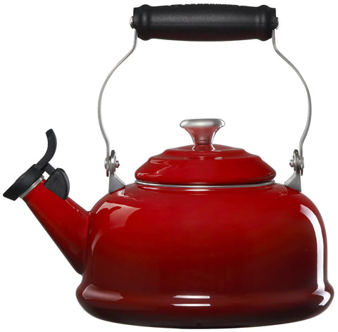 Cerise Enamel On Steel Whistling Tea Kettle, 1.7 Qt Go-To Stovetop Essential With Quick Boil, Nonreactive Finish Resists Rust And Stains