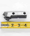 Modified Lathe Turning Tool Holder One Inch Shank Three Point Eight Eight Five Inches Long shown with measuring tape for size reference.