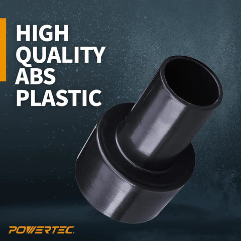 Two Pack Reducer Adapter Set From Two And A Half Inch OD To One And A Half Inch OD For Dry And Wet Vacuum Hoses, shown in black ABS plastic.