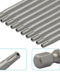 Premium S2 Alloy Steel T20 Torx Screwdriver Bits 100Mm Length 10 Pack featuring precision cut tips and hex ends.