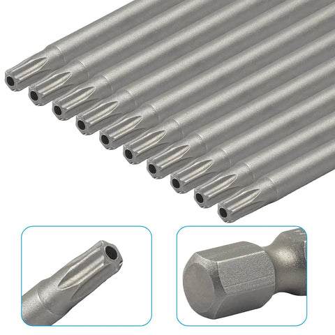Premium S2 Alloy Steel T20 Torx Screwdriver Bits 100Mm Length 10 Pack featuring precision cut tips and hex ends.