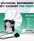 Quiet Bathroom Exhaust Fan Motor Kit For 50 CFM Fans With 3000 RPM 120V Replacement Universal Fit For Nu Tone Models Plug And Play DIY Install In Minutes Super Silent Operation 6 Inch Wiring Harness And Mounting Studs Included shown with specifications