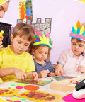 Children crafting with Six Piece Circle Punch Set With All The Right Sizes 0.3in 0.6in 1in 1.5in 2in 3in And Ten Color Sticker Papers