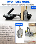 Pro Grade Pocket Hole Jig Kit with Dust Collection and adjustable 15 degree holes shown in two-pass mode setup.