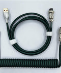 Pro Grade USB A To USB C Spiral Keyboard Cable 1.8M Dark Green Wear Resistant Braided Sheath Aviation Style Plug High Speed Data Transfer For Mechanical Keyboards 8KHz Magnetic Axis Return Ready, coiled