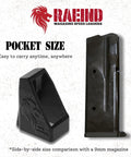 Hi-Point JHP 45 Gen 2 Magazine Speed Loader for .45 ACP, pocket-size comparison with 9mm magazine, made in USA