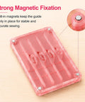 Seam Guide For Sewing Machine, Universal Quilting Accessory And Fabric Alignment Tool with strong magnetic fixation, pink color.