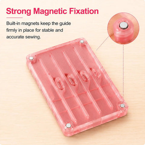 Seam Guide For Sewing Machine, Universal Quilting Accessory And Fabric Alignment Tool with strong magnetic fixation, pink color.