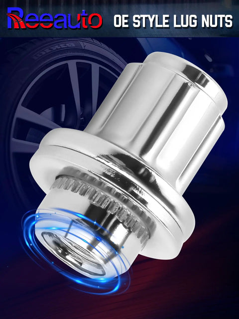 Solid M14 X 1.5 Wheel Lock Lug Nuts With Anti Theft Key Sockets, chrome alloy lug nut with detailed threading and stylish design.