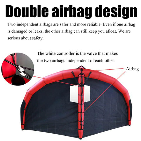 Inflatable Wing Surfing Kite For Beginners 5 Square Meters Dope All In One Wingfoil Setup showing double airbag design