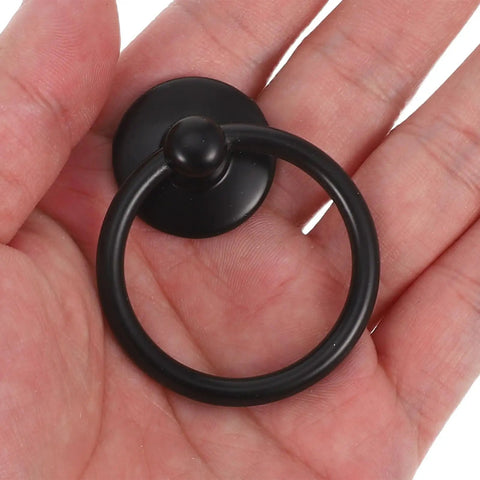 Hand holding Vintage Style Metal Drawer Handles With Drop Ring Pulls, 6 Pack For Wardrobes, Cabinets And Dressers, Retro Zinc Alloy