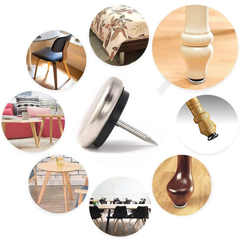 Heavy Duty Non Slip Furniture Nails With Thick ABS Pad Heads For Floor Protection Anti Scratch Glide Pads visible with furniture use cases