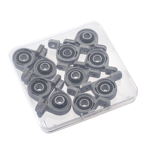 Eowpower 10-pack pillow block bearing inserts with 8 mm bore, gray plastic housings in clear case