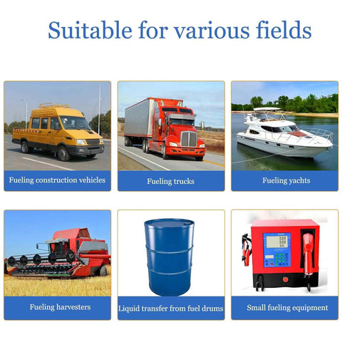 Various uses for 12V Oil Extractor Pump For Engine And Marine Use, 3.2 GPM Gear Oil Pump, Self Priming Oil Change Tool displayed